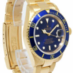 Rolex Submariner 18k Yellow Gold Blue Dial/Bezel Mens 40mm Watch  Z 16618