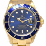 Rolex Submariner 18k Yellow Gold Blue Dial/Bezel Mens 40mm Watch B/P K 16618