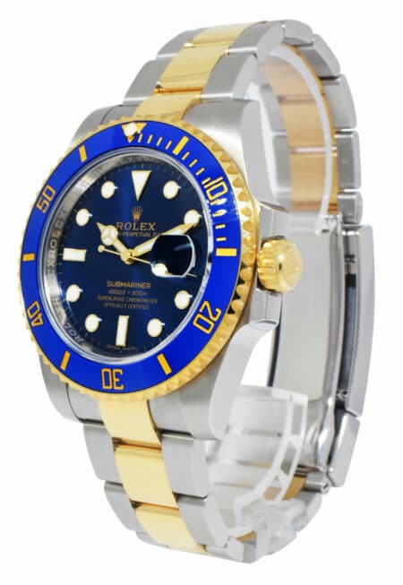 Rolex Submariner Date 18k Gold/Steel Blue Ceramic Mens 40mm Watch V 116613