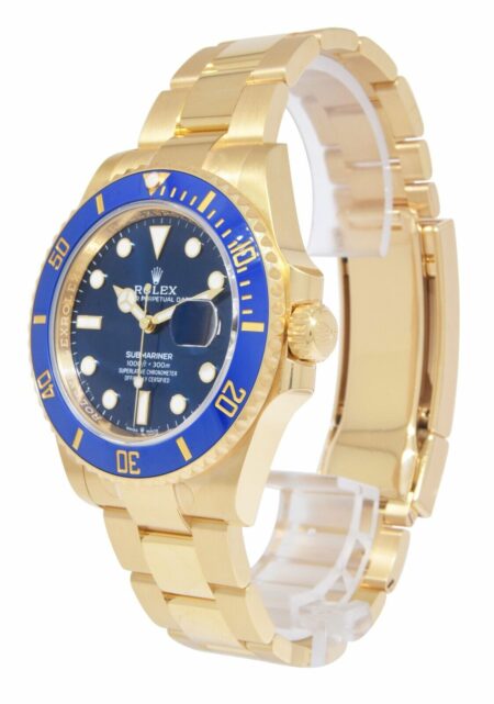 Rolex Submariner Date 18k Yellow Gold Blue Ceramic 41mm Watch B/P '23 NEW 126618