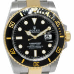 Rolex Submariner Date 18k YG Steel Ceramic Black Mens 40mm Watch B/P '17 116613