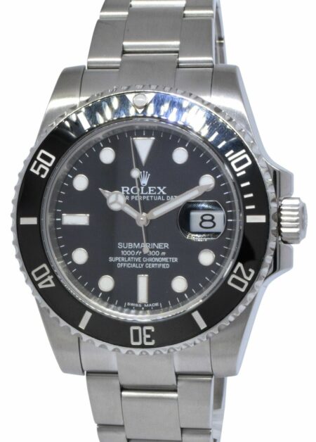 Rolex Submariner Date Steel Ceramic Black Dial Mens 40mm Watch B/P '15 116610