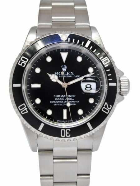 Rolex Submariner Date Steel Black Dial/Bezel Mens 40mm Watch +Papers T 16610