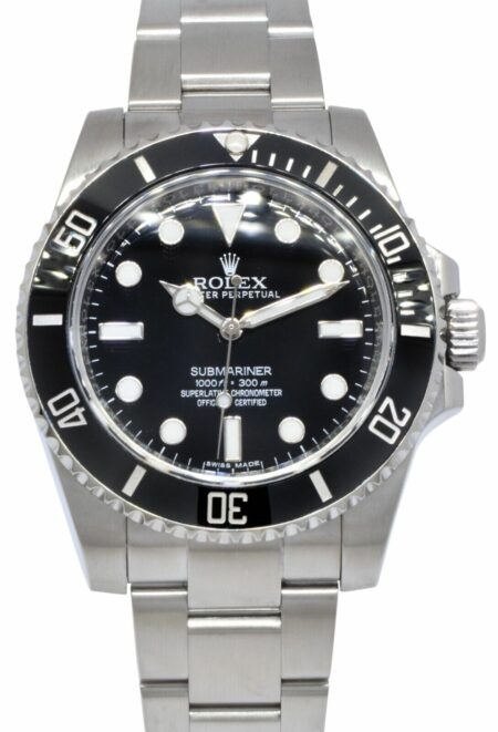 Rolex Submariner No Date Steel Black Ceramic Mens 40mm Watch B/P '15 114060