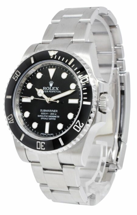 Rolex Submariner No Date Steel Black Ceramic Mens 40mm Watch B/P '15 114060