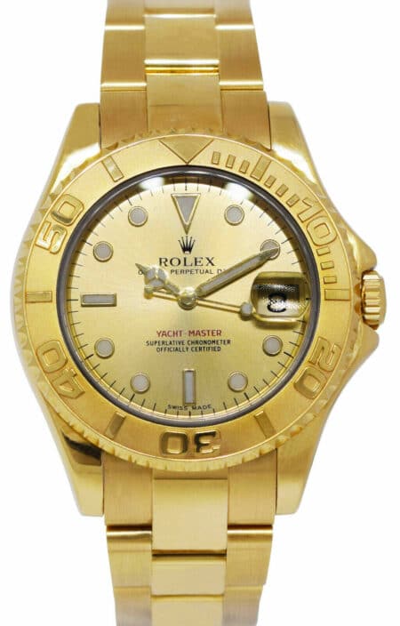 Rolex Yacht-Master 18k Yellow Gold Champagne 35mm Midsize Watch K 168628