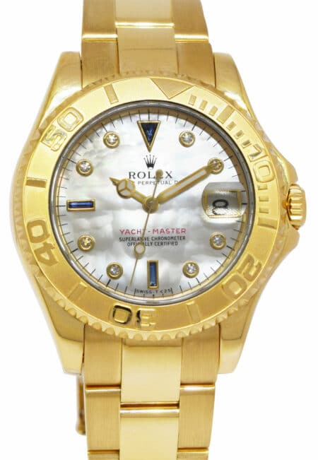 Rolex Yacht-Master 18k Yellow Gold MOP Serti Dial Ladies 35mm Watch W 68628
