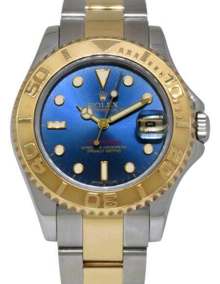 Rolex Yacht-Master 18k Yellow Gold/Steel Blue Dial Ladies 35mm Watch T 68623