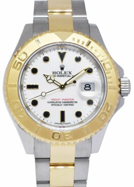 Rolex Yacht-Master 18k Yellow Gold/Steel White Dial 40mm Watch +Papers M 16623