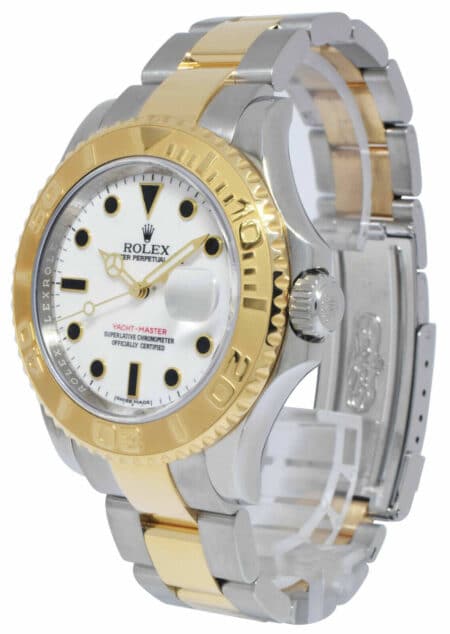 Rolex Yacht-Master 18k Yellow Gold/Steel White Dial Mens 40mm Watch '12+ 16623