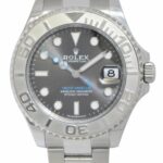 Rolex Yacht-Master 37 Steel & Platinum Rhodium Dial Oyster Watch B/P 2020 268622