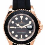 Rolex Yacht-Master 40 18k RG Oysterflex Black Dial Mens Watch 116655