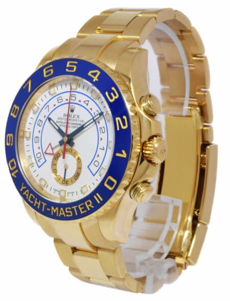 Rolex Yacht-Master II 18k YG White Dial Blue Ceramic 44mm Watch+ Card '14 116688