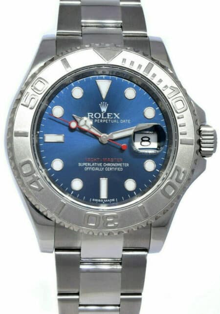 Rolex Yacht-Master Steel & Platinum Bezel Blue Dial 40mm Watch +Card '15 116622