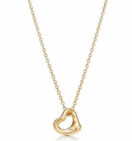 Tiffany & Co.  Elsa Peretti 18k Yellow Gold 11mm Open Heart Pendant Necklace 16"
