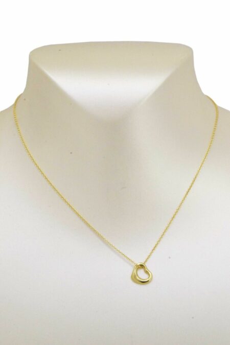 Tiffany & Co.  Elsa Peretti 18k Yellow Gold 11mm Open Heart Pendant Necklace 16