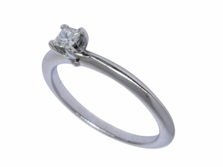 Tiffany & Co. 0.17 Carat Princess Cut Diamond & Platinum Ring & Box Size 6