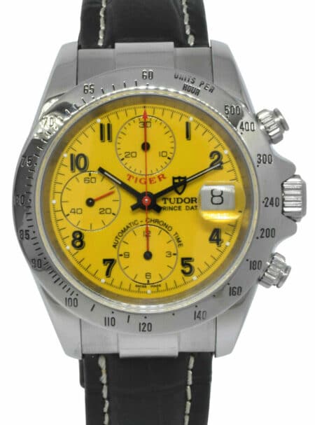 Tudor Prince Date Tiger Chronograph Steel Yellow Dial Mens 40mm Watch 79280P