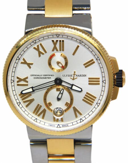Ulysse Nardin Marine Chronometer 18k Rose Gold/Steel Mens 45mm Watch 1185-122