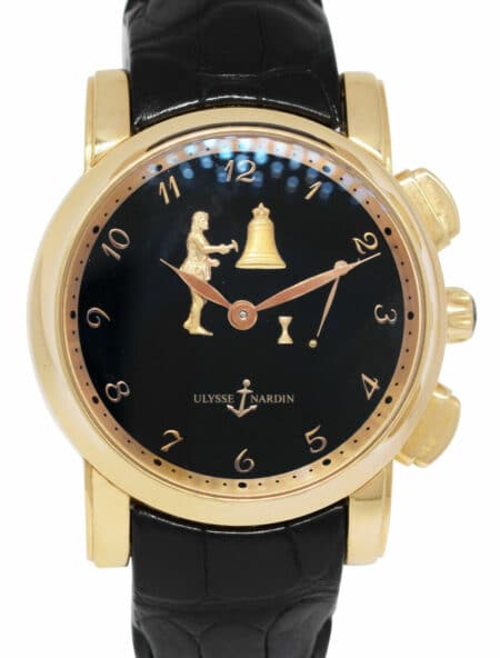 Ulysse Nardin Sonata Hourstricker 18k Rose Gold Black dial 42mm B/P 756-88