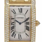 Cartier Tank Americaine Large 18k Yellow Gold Diamond Bezel Automatic Watch 1737