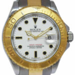Rolex Yacht-Master 18k Yellow Gold/Steel White Mens 40mm Watch D 16623