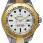 Rolex Yacht-Master 18k Yellow Gold/Steel White Mens 40mm Watch D 16623