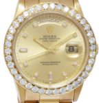 Rolex Day-Date President 18k Yellow Gold Diamond Dial/Bezel 36mm Watch E 18238
