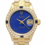 Rolex Datejust President Yellow Gold Lapis Lazuli Diamond Bark 26mm Watch 69278