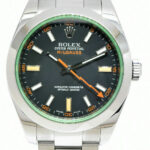 Rolex Milgauss Steel Black Dial Green Crystal Mens 40mm Watch '12+ 116400