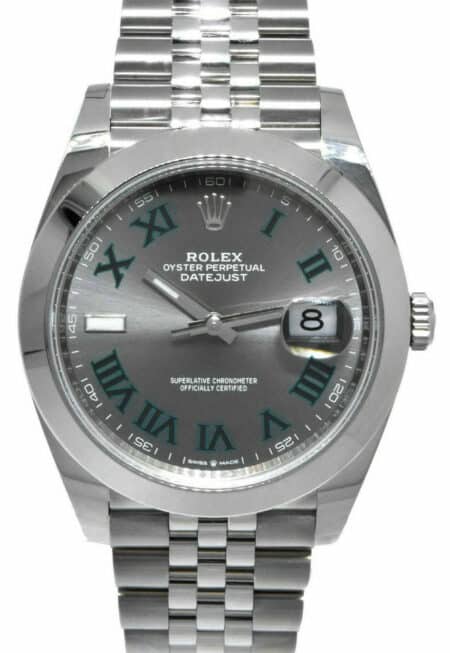 NOS Rolex Datejust 41 Steel Gray Wimbledon Dial Jubilee Watch B/P '23 126300