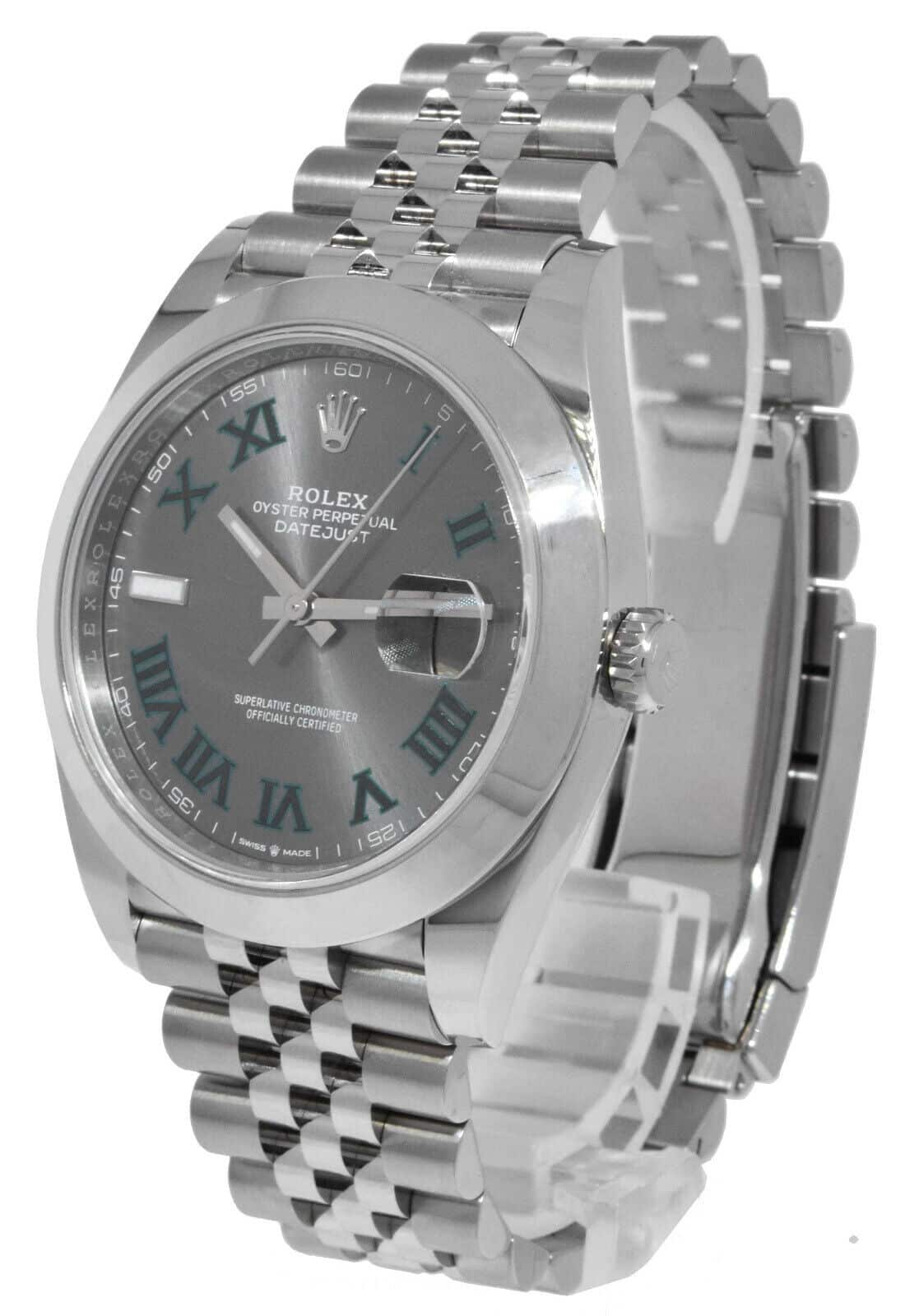 NOS Rolex Datejust 41 Steel Gray Wimbledon Dial Jubilee Watch B/P '23 126300