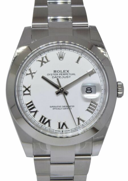 NEW Rolex Datejust 41 Steel White Dial Oyster Bracelet Mens Watch B/P '22 126300