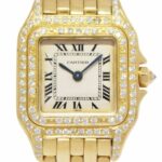 Cartier Panthere Small 18k Yellow Gold Diamond Bezel & Lugs Ladies Quartz Watch