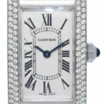 Cartier Tank Americaine Small 18k White Gold Diamond Ladies Quartz Watch 1713
