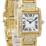 Cartier Tank Francaise Small 18k Yellow Gold 6.00 Ct Diamond Ladies Watch 1820