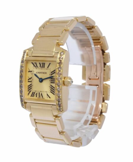 Cartier Tank Francaise Small 18k Yellow Gold Champagne Diamond Ladies Watch 2385