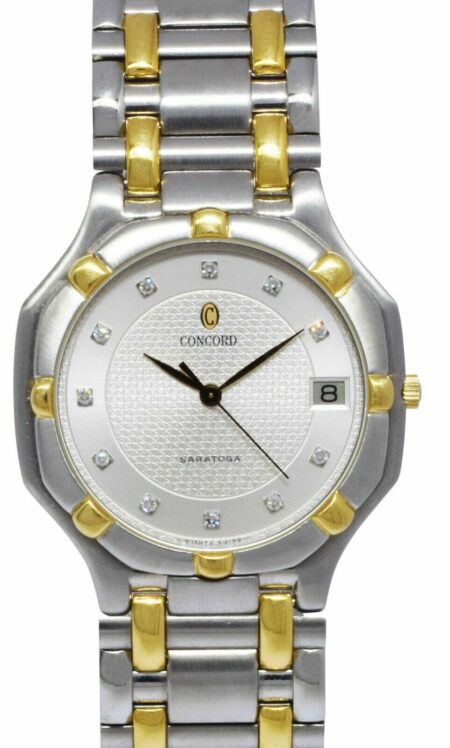 Concord Saratoga 18k Yellow Gold/Steel Diamond Dial 34mm Quartz Watch 15 58 239
