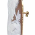 Del Gatto Shell Cameo Pendant Pin with 14k Yellow Gold Setting