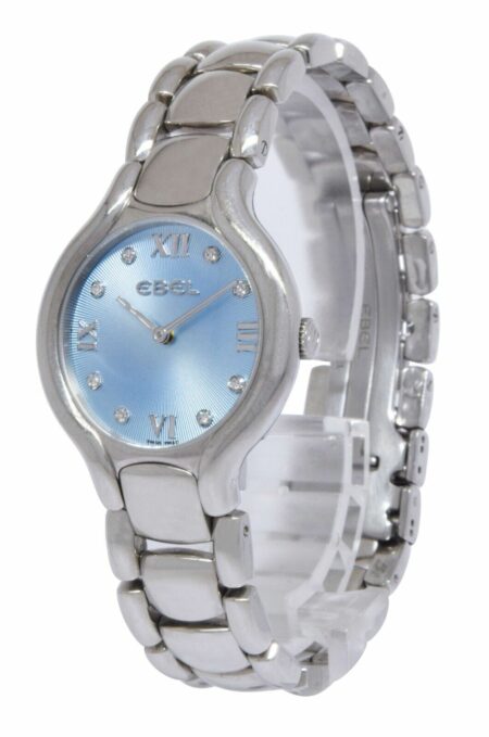 Ebel Beluga Steel Blue Sunburst Diamond Dial Ladies 27mm Quartz Watch E9157421