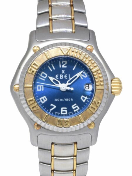 Ebel Discovery 18k Yellow Gold/Steel Blue Dial Ladies 30mm Quartz Watch 1087321