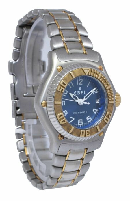 Ebel Discovery 18k Yellow Gold/Steel Blue Dial Ladies 30mm Quartz Watch 1087321