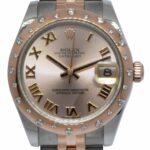 Rolex Datejust 18k Rose Gold/Steel Diamond Bezel Pink 31mm Watch +Card 178341