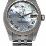 Rolex Datejust Steel 18k WG MOP Diamond Dial Ladies 31mm Watch BP '15 178274
