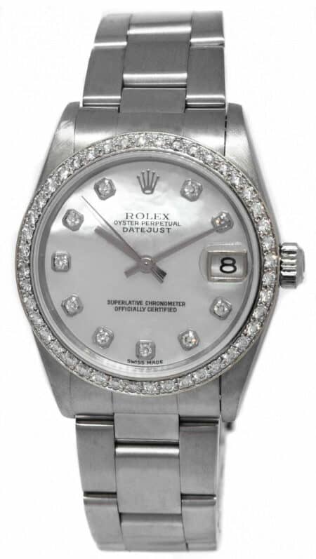 Rolex Datejust Steel 18k White Gold Diamond MOP Ladies 31mm Watch Y 78274