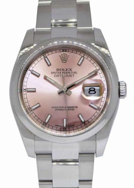 Rolex Datejust Steel Pink Dial Oyster Bracelet 36mm Watch '12+ 116200