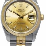 Rolex Datejust 18k Yellow Gold/Steel Champagne Dial 36mm Watch +Card M 116233