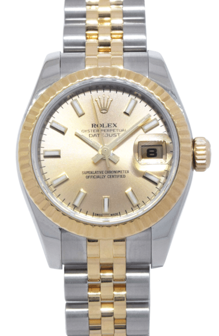 Rolex Datejust 18k Yellow Gold/Steel Champagne Dial Ladies 26mm Watch Z 179173