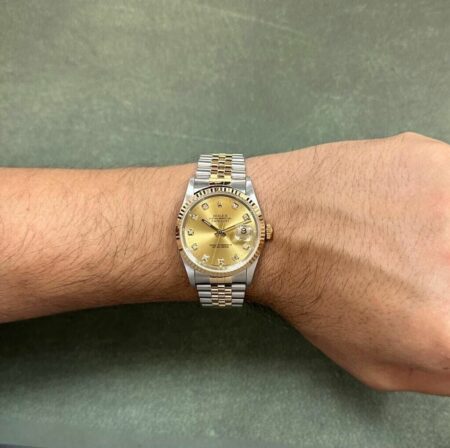 Rolex Datejust 18k Yellow Gold/Steel Champagne Diamond Dial 36mm Watch W 16233