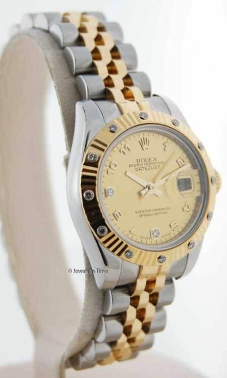Rolex Datejust 18k Yellow Gold/Steel Diamond Ladies Watch Box/Papers 179313